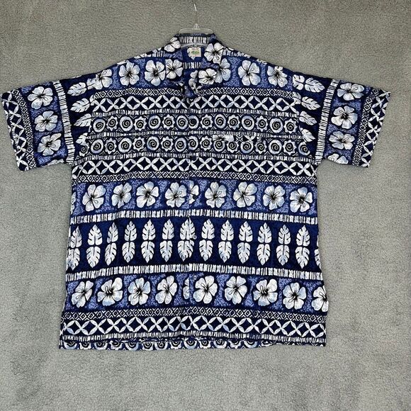 Happy Bay Shirt Men XL Blue Hawaiian Travel Button Up 100% Terivoile Lightweight - Picture 1 of 12